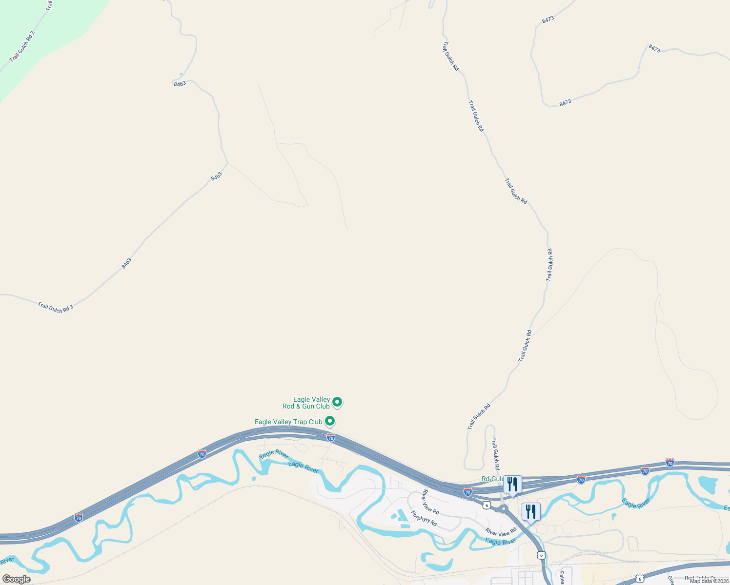 map of restaurants, bars, coffee shops, grocery stores, and more near 681 Gun Club Road in Gypsum