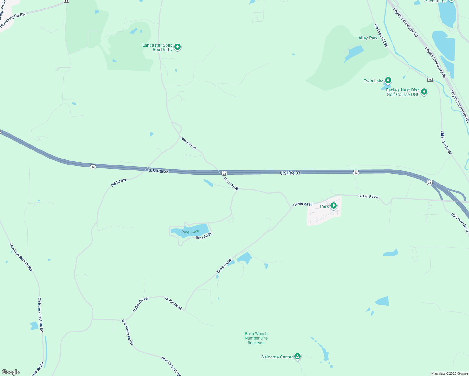 map of restaurants, bars, coffee shops, grocery stores, and more near 442 Ross Road Southeast in Lancaster