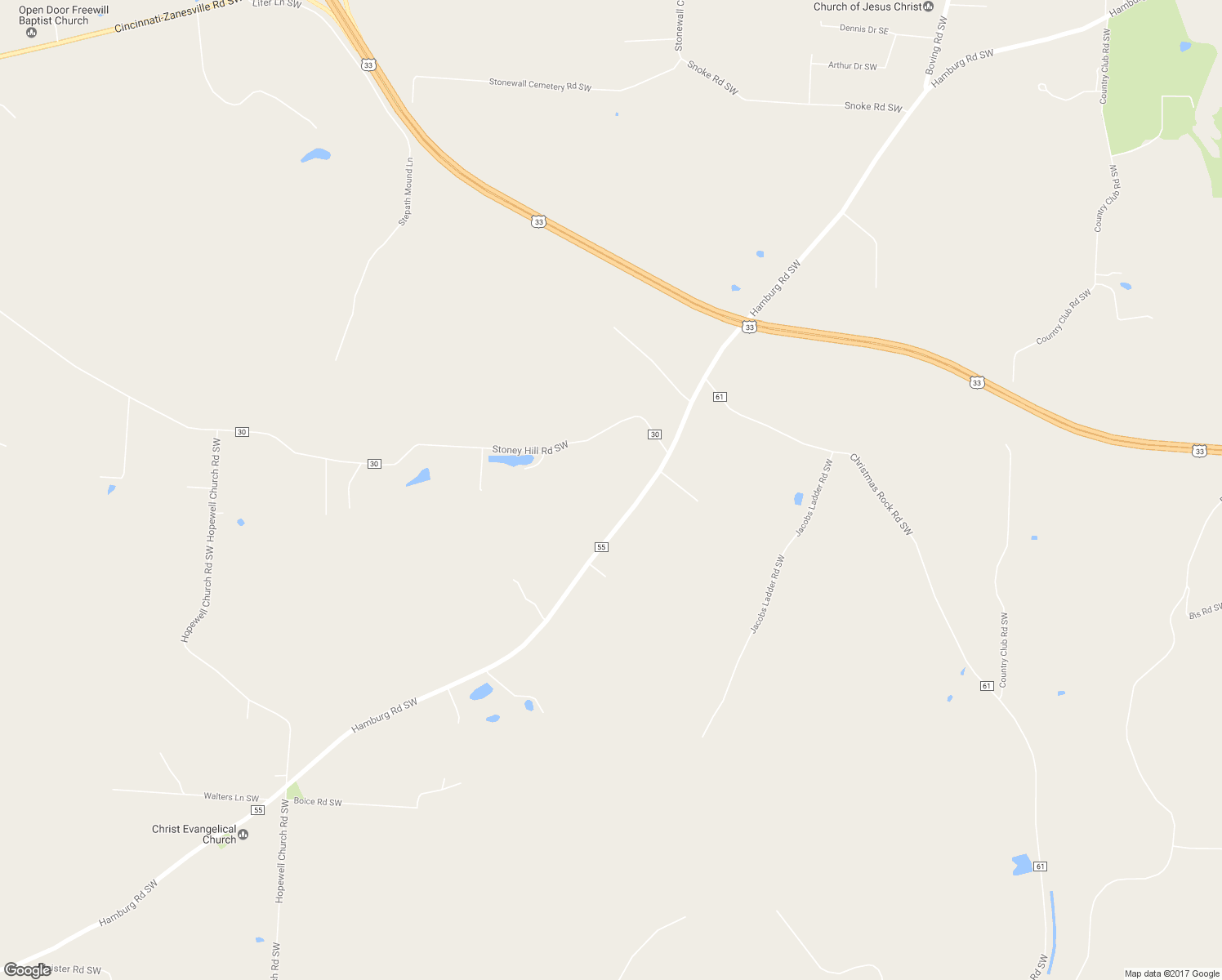 map of restaurants, bars, coffee shops, grocery stores, and more near 2054 Hamburg Road Southwest in Lancaster