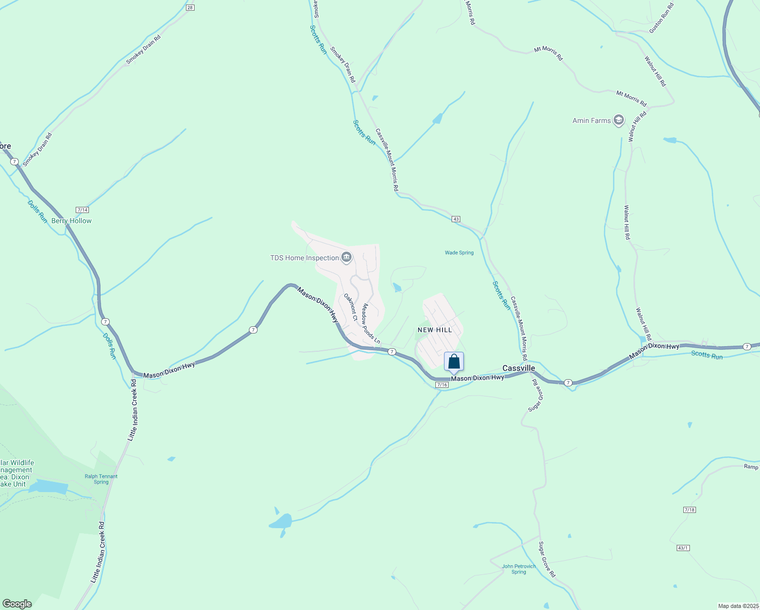 map of restaurants, bars, coffee shops, grocery stores, and more near 505 Birdie Court in Maidsville