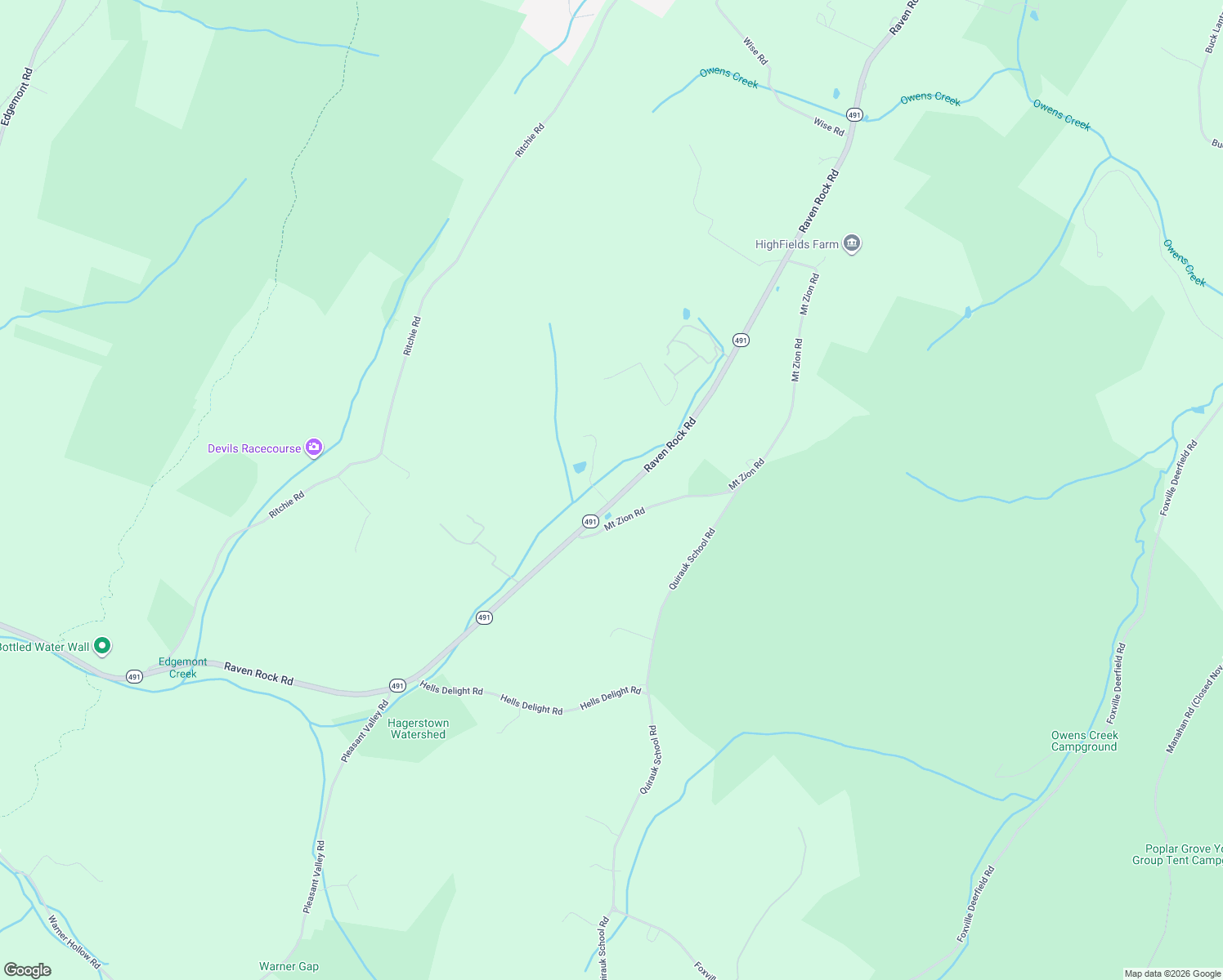 map of restaurants, bars, coffee shops, grocery stores, and more near 24744 Raven Rock Road in Smithsburg