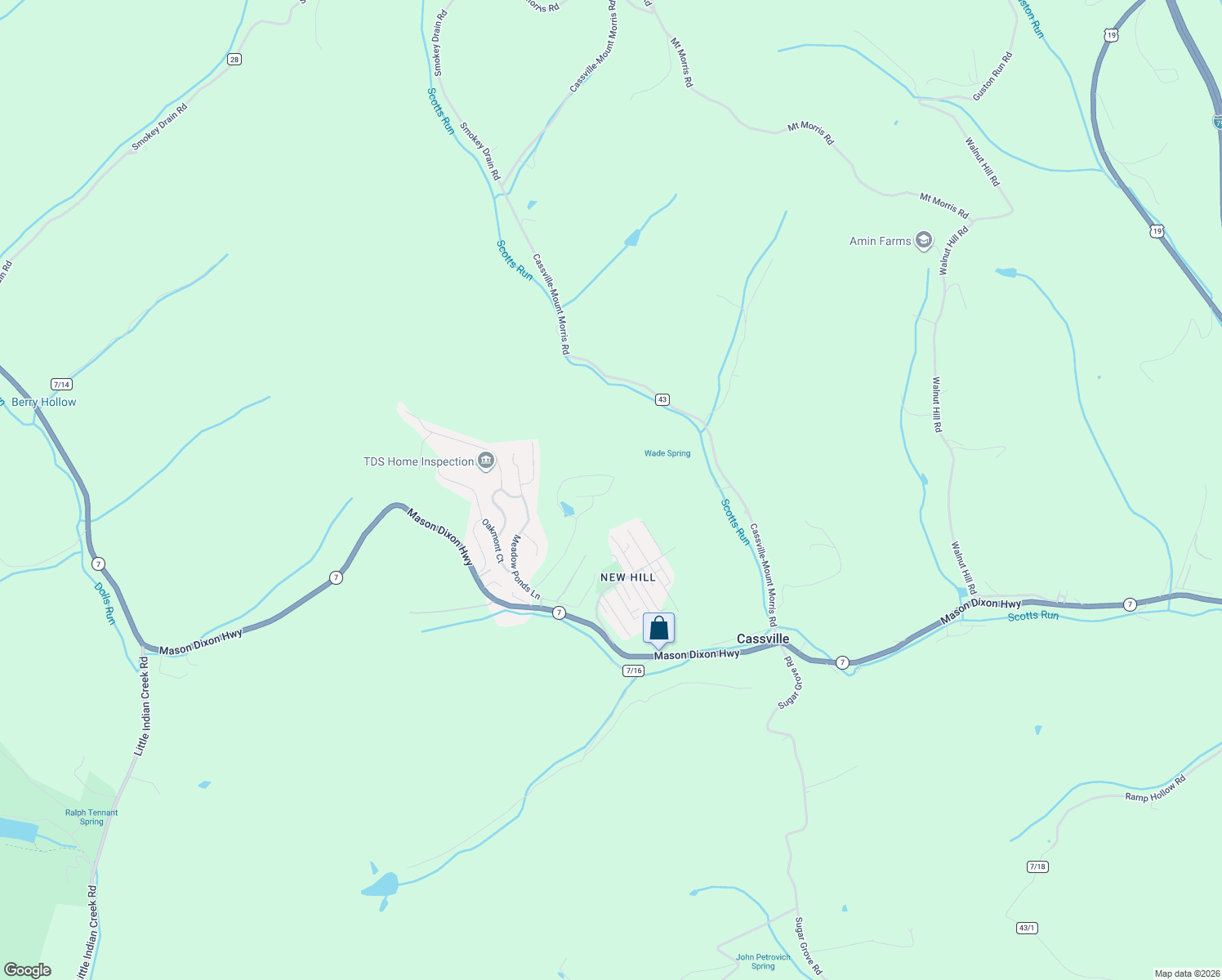 map of restaurants, bars, coffee shops, grocery stores, and more near 35 Hazelnut Street in Maidsville