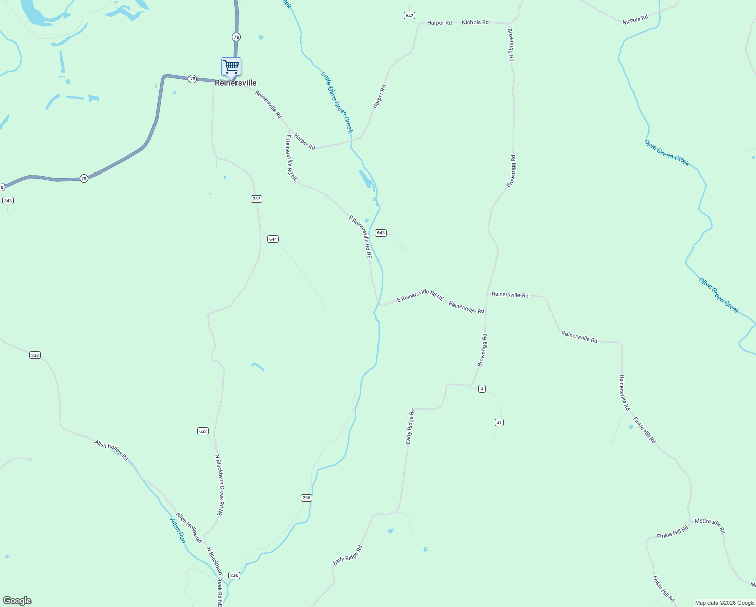 map of restaurants, bars, coffee shops, grocery stores, and more near 8765 East Reinersville Road Northeast in McConnelsville