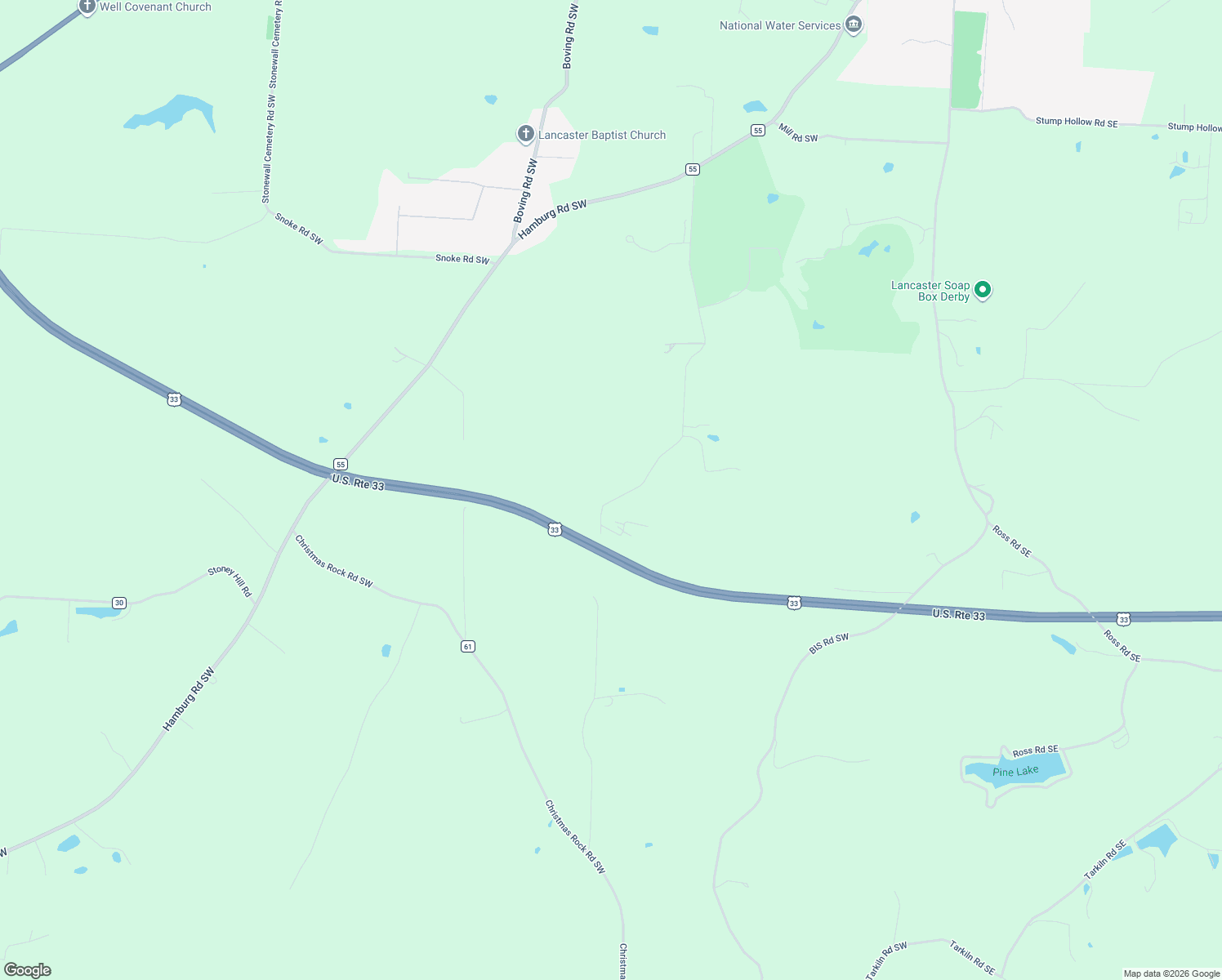 map of restaurants, bars, coffee shops, grocery stores, and more near 3970 Country Club Road Southwest in Lancaster