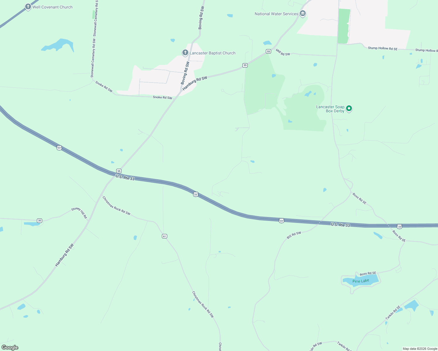map of restaurants, bars, coffee shops, grocery stores, and more near 3730 Country Club Road Southwest in Lancaster