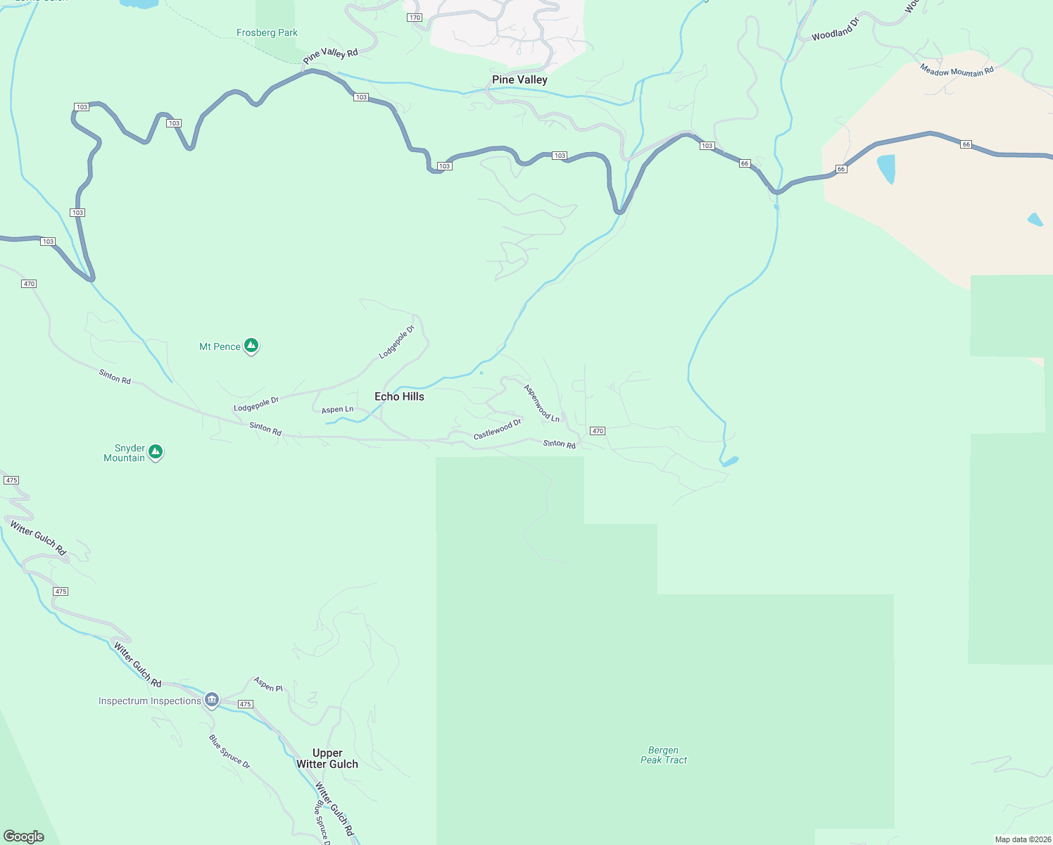 map of restaurants, bars, coffee shops, grocery stores, and more near 274 Castlewood Drive in Evergreen
