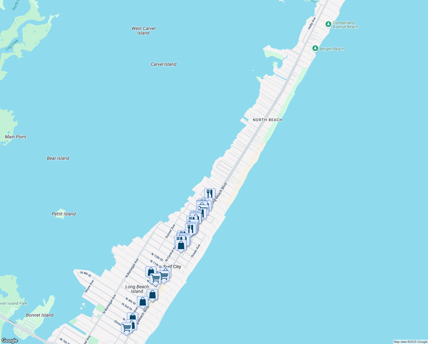 map of restaurants, bars, coffee shops, grocery stores, and more near 1108F Long Beach Blvd in Long Beach