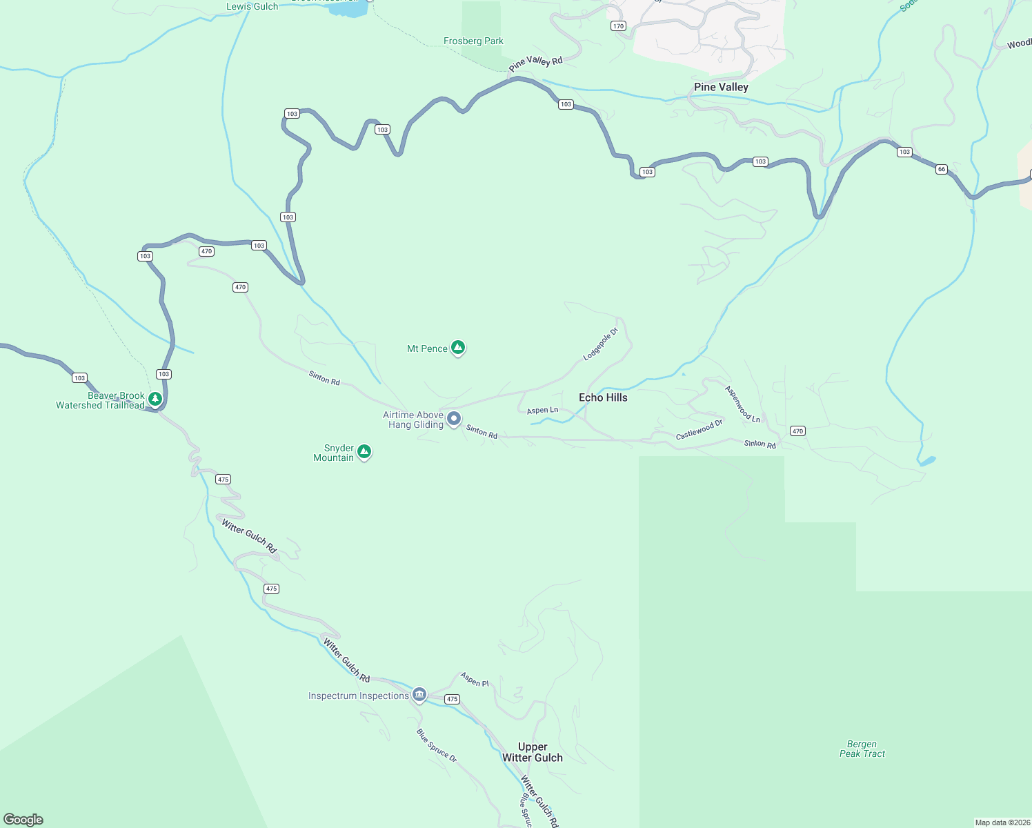 map of restaurants, bars, coffee shops, grocery stores, and more near 74 Aspen Lane in Evergreen