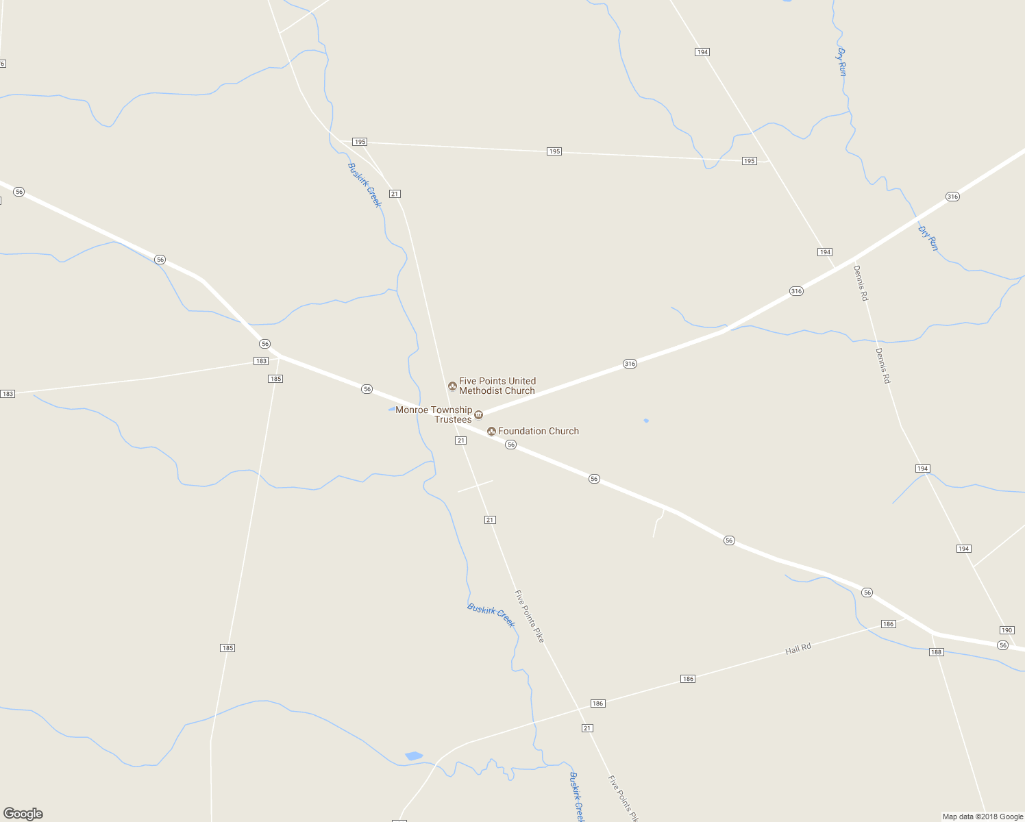 map of restaurants, bars, coffee shops, grocery stores, and more near 12307 Ohio 316 in Williamsport
