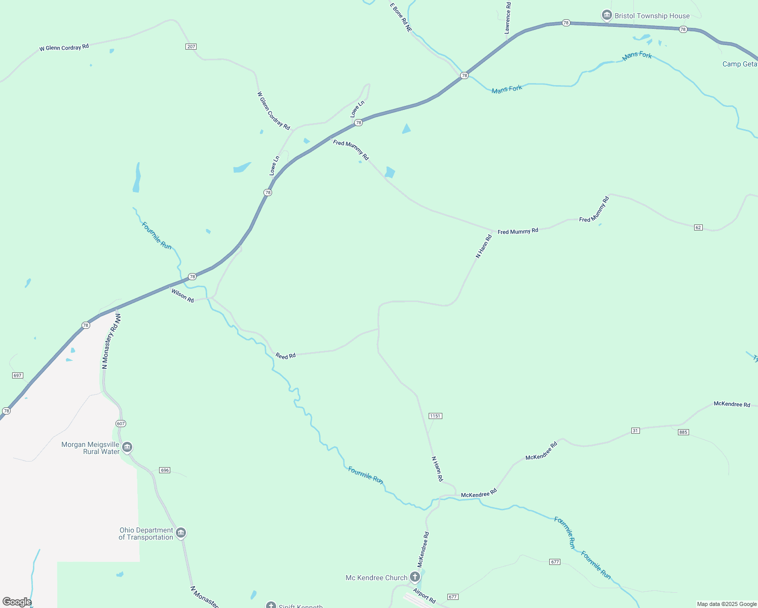 map of restaurants, bars, coffee shops, grocery stores, and more near 5227 North Hann Road in McConnelsville