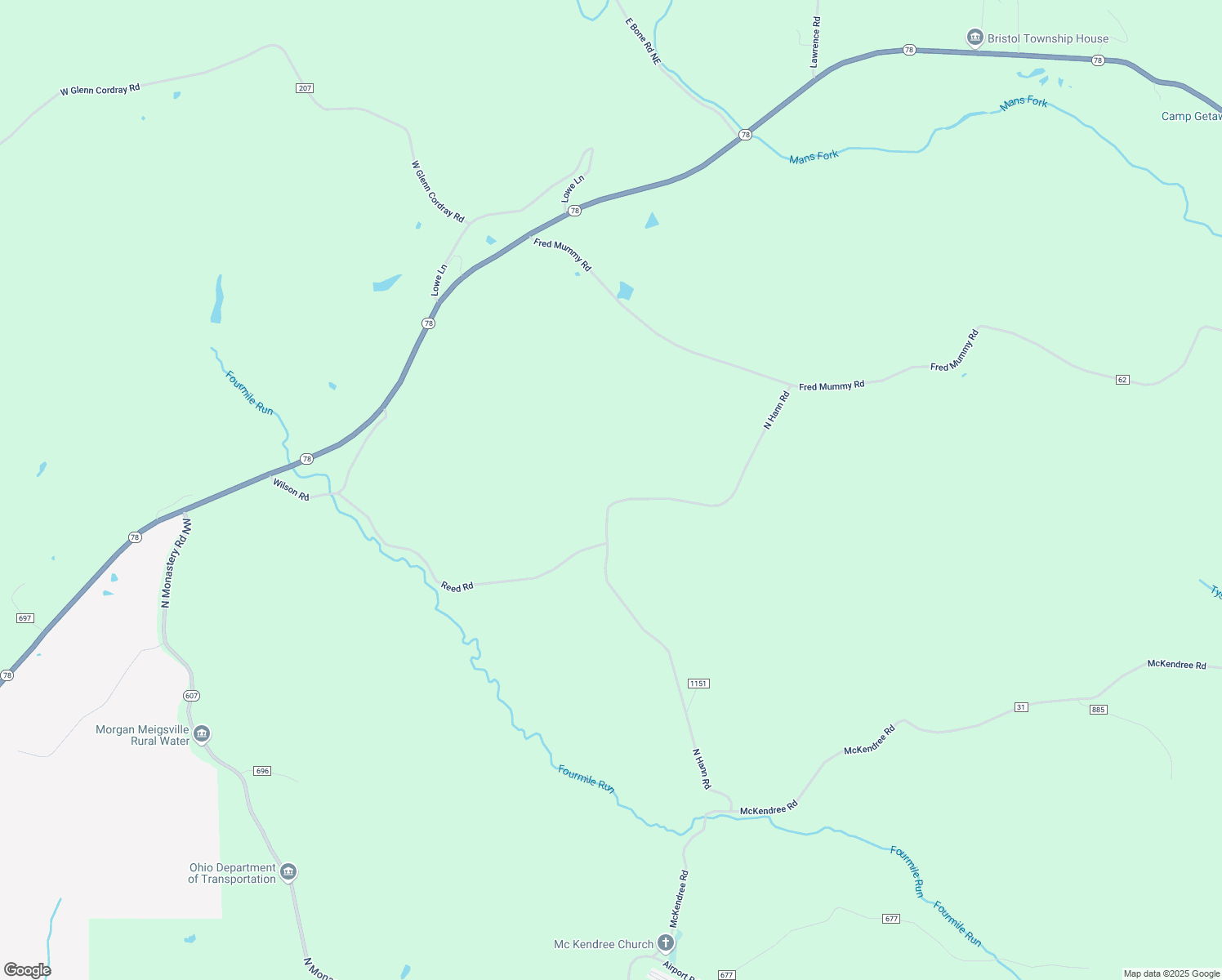 map of restaurants, bars, coffee shops, grocery stores, and more near 5227 North Hann Road in McConnelsville