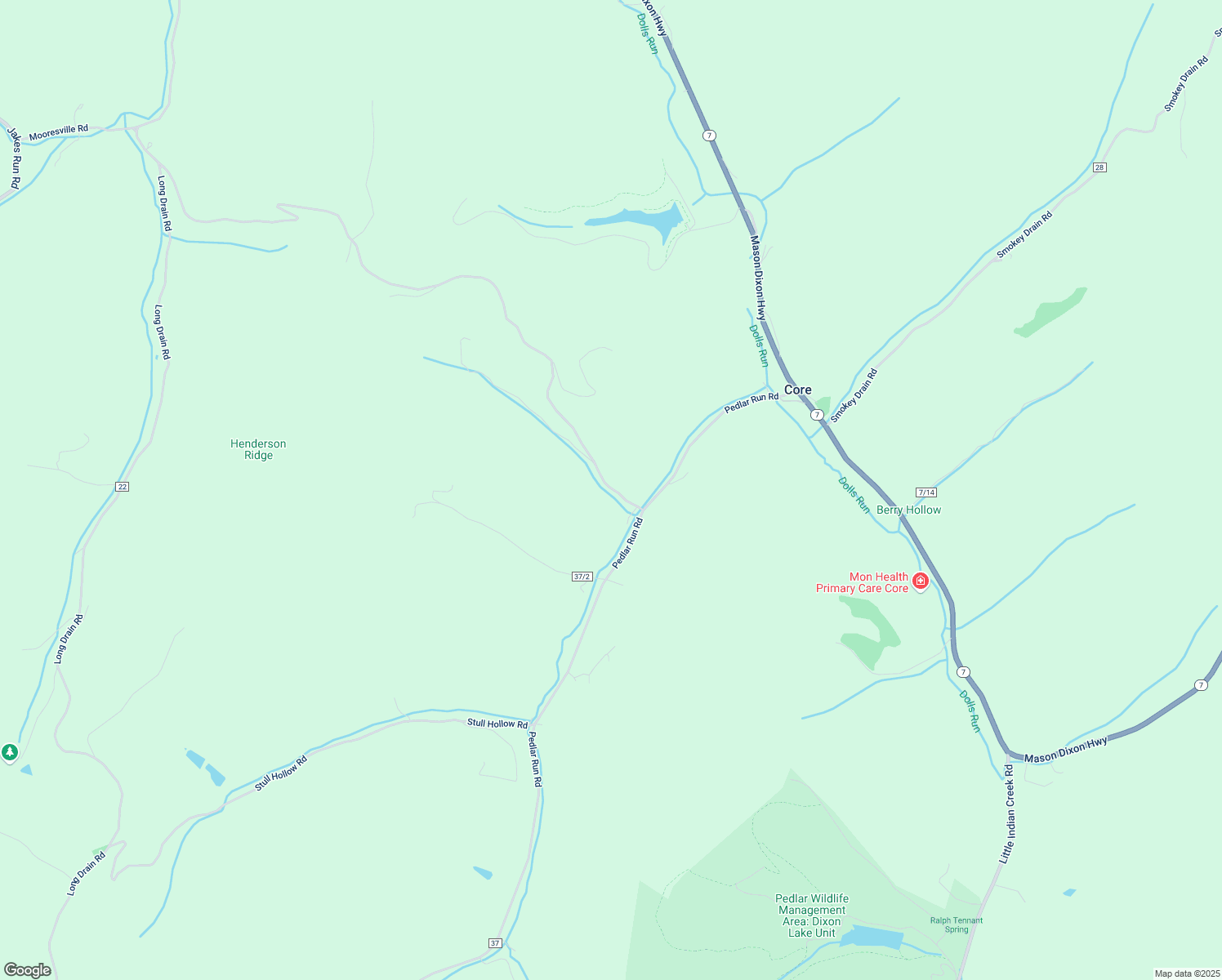 map of restaurants, bars, coffee shops, grocery stores, and more near 12 Henderson Hollow in Core