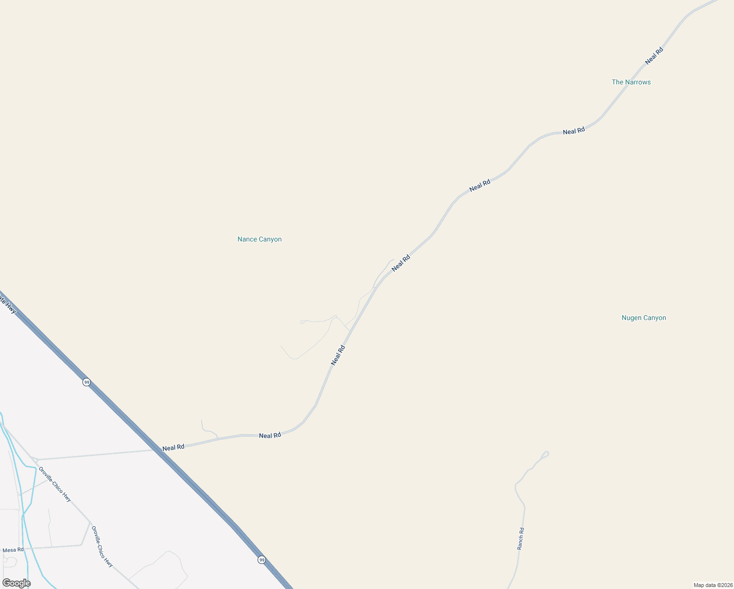 map of restaurants, bars, coffee shops, grocery stores, and more near Lauren Springs Way in Butte County