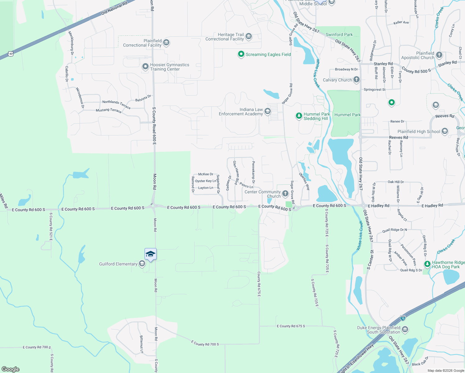 map of restaurants, bars, coffee shops, grocery stores, and more near 5958 Glen Haven Boulevard in Plainfield