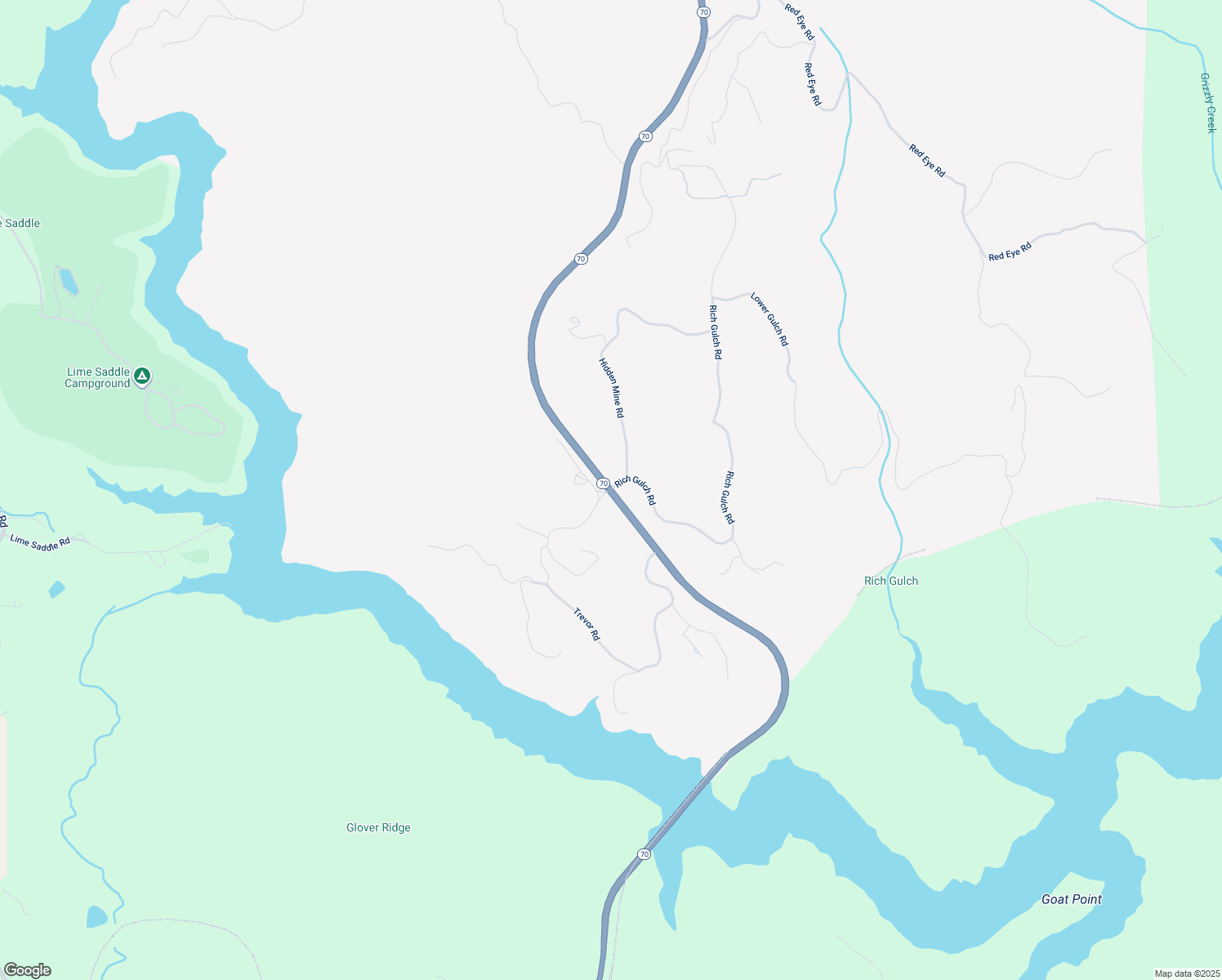 map of restaurants, bars, coffee shops, grocery stores, and more near 0 Rich Gulch Road in Oroville