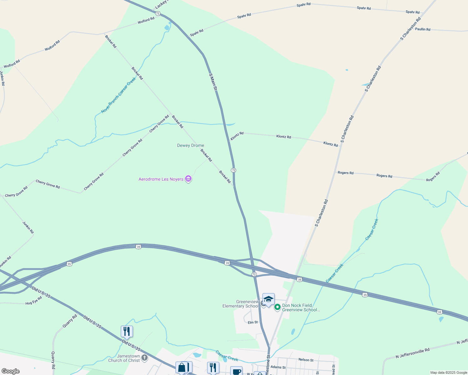 map of restaurants, bars, coffee shops, grocery stores, and more near 273 S Main St in Jamestown