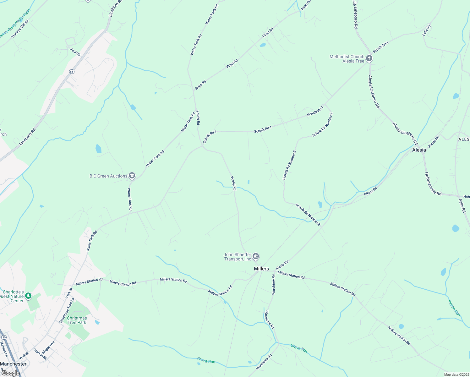 map of restaurants, bars, coffee shops, grocery stores, and more near 3652 Young Road in Manchester
