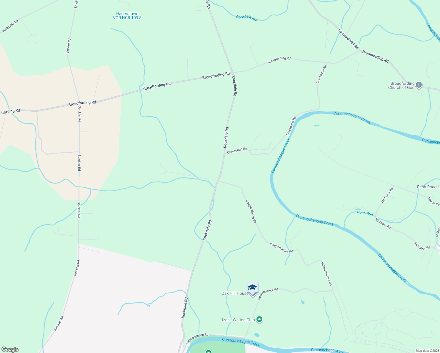 map of restaurants, bars, coffee shops, grocery stores, and more near 13376 Independence Road in Clear Spring