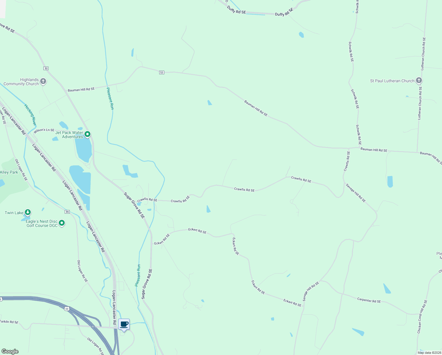 map of restaurants, bars, coffee shops, grocery stores, and more near 3010 Crawfis Road Southeast in Lancaster