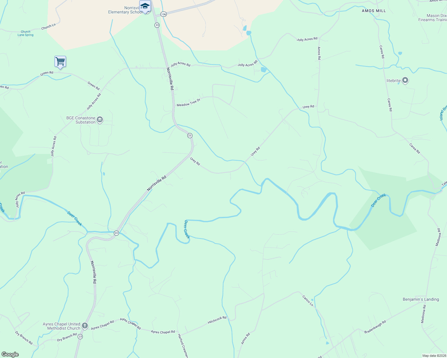map of restaurants, bars, coffee shops, grocery stores, and more near 2715 Urey Road in White Hall