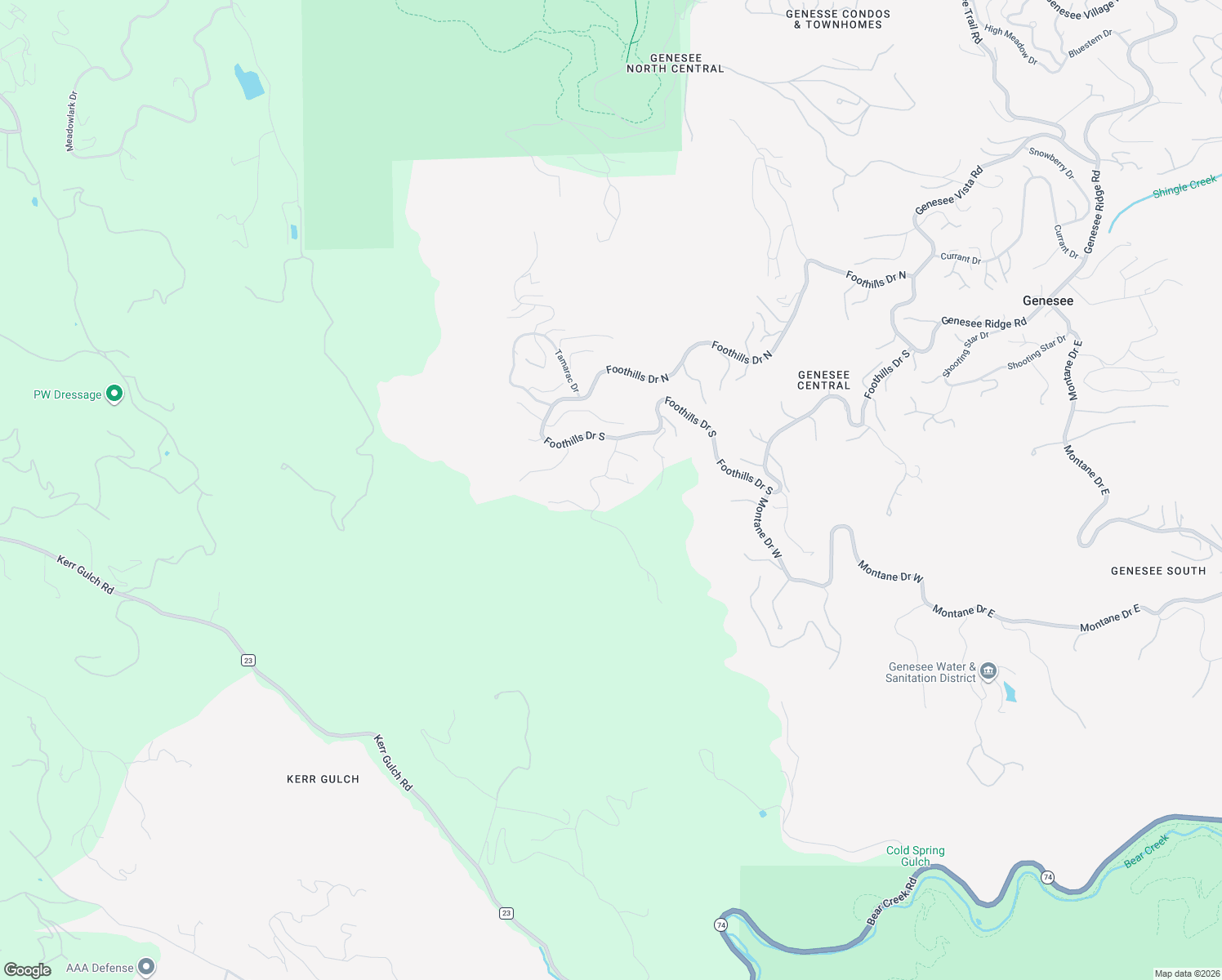 map of restaurants, bars, coffee shops, grocery stores, and more near 2370 Juniper Court in Golden