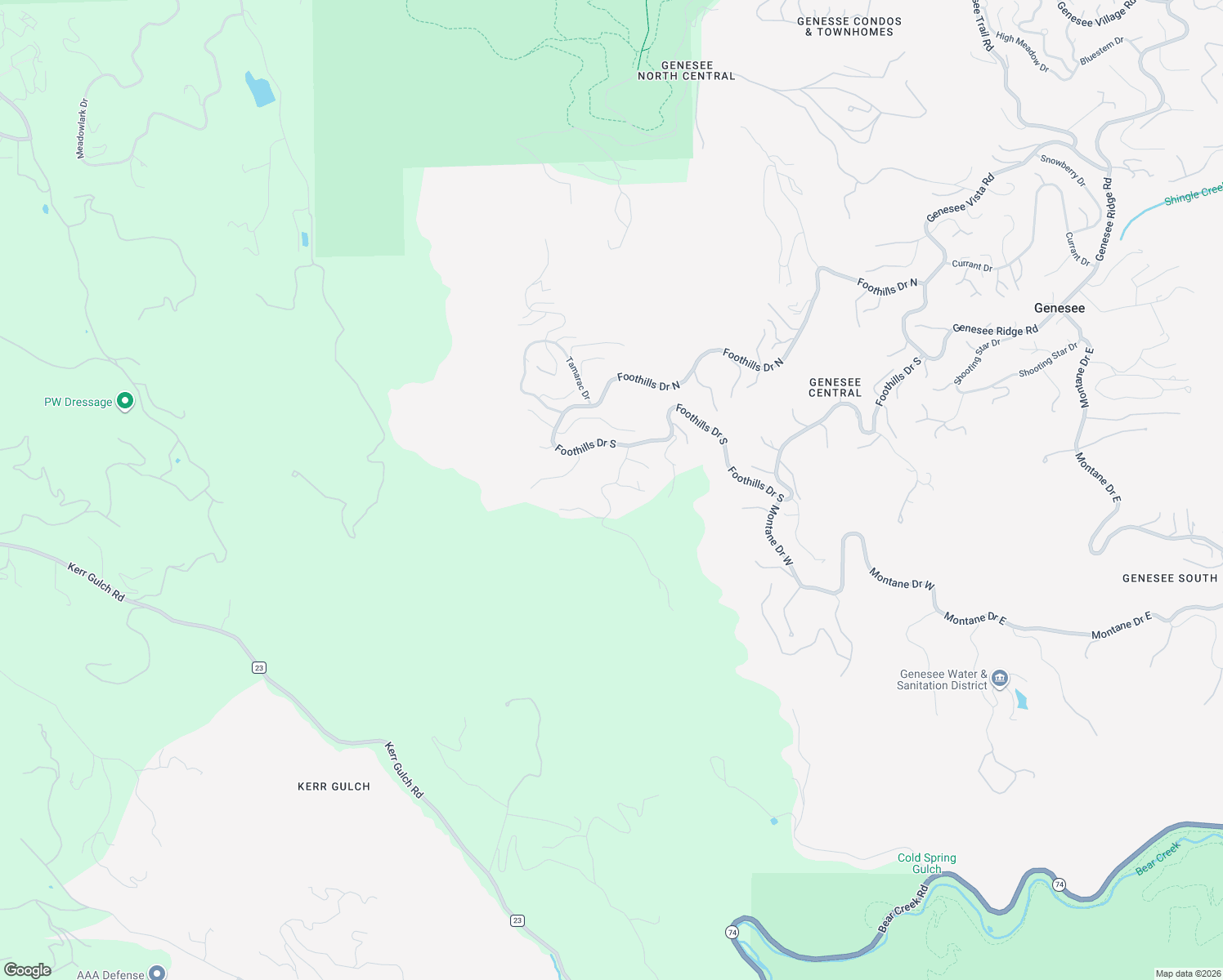 map of restaurants, bars, coffee shops, grocery stores, and more near 2370 Juniper Court in Golden