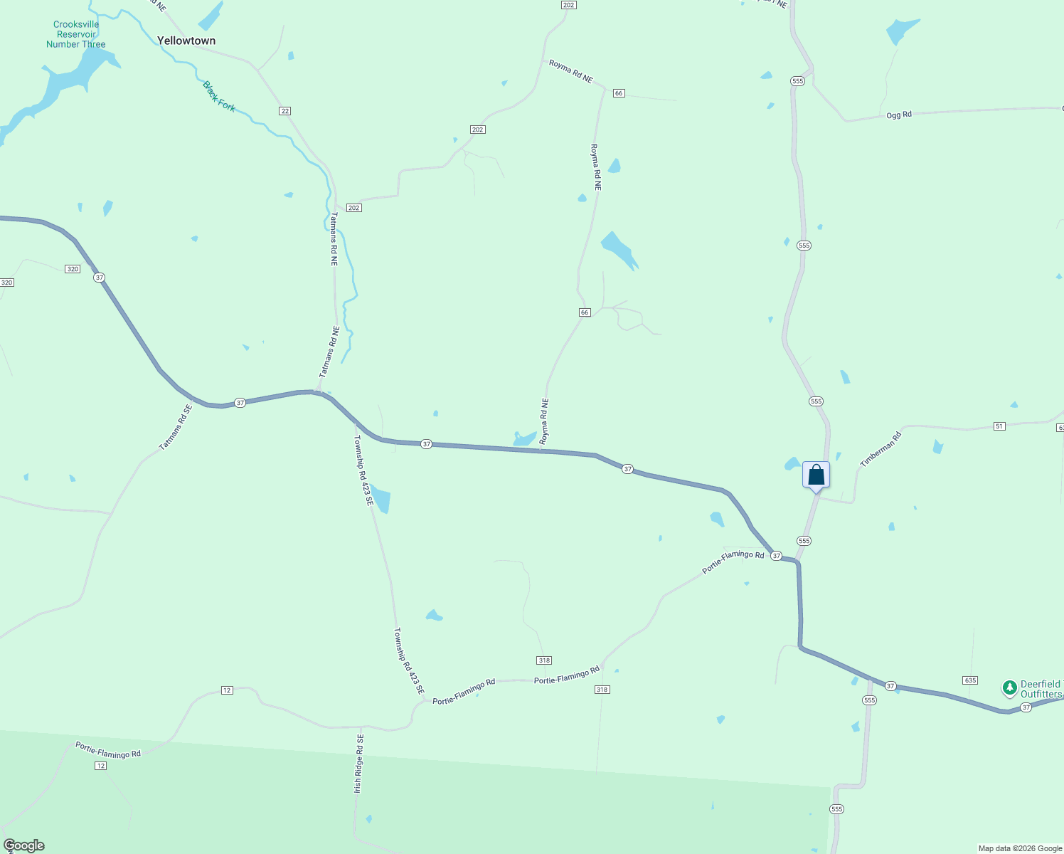 map of restaurants, bars, coffee shops, grocery stores, and more near 9 Royma Road Northeast in Corning