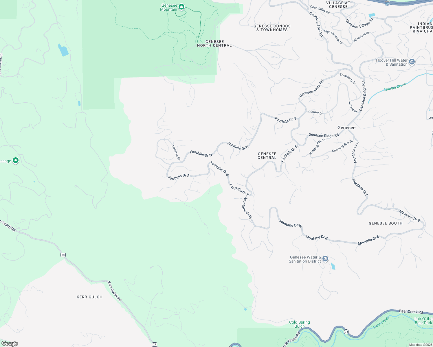 map of restaurants, bars, coffee shops, grocery stores, and more near 2084 Foothills Drive North in Golden