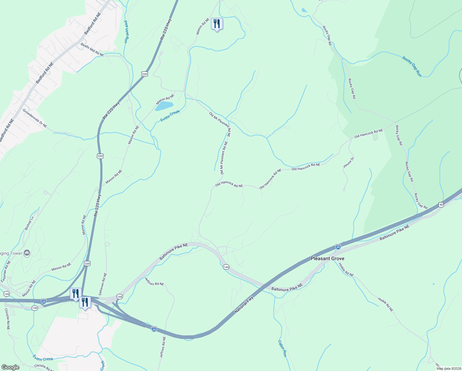 map of restaurants, bars, coffee shops, grocery stores, and more near 14412 Old Hancock Road Northeast in Cumberland