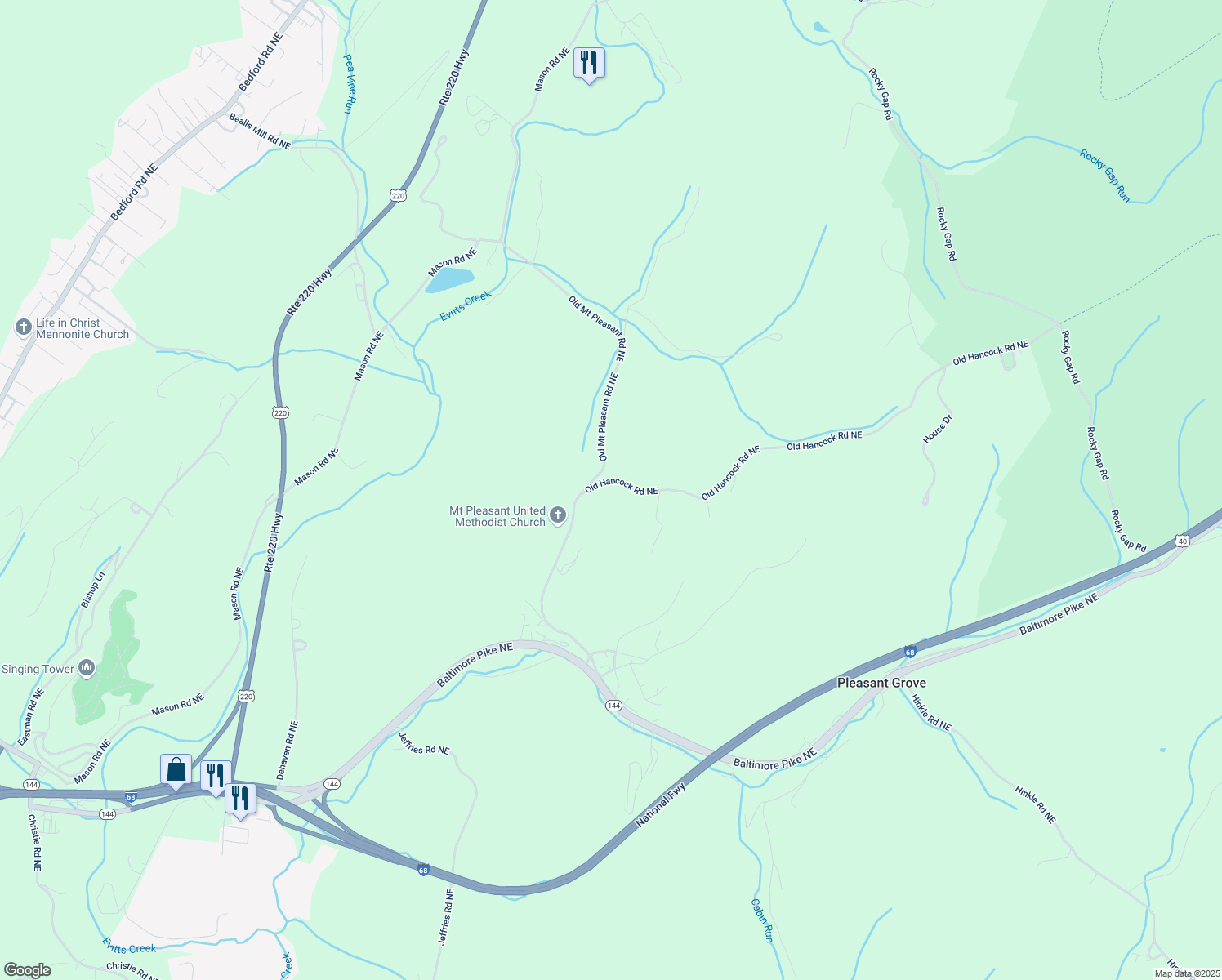 map of restaurants, bars, coffee shops, grocery stores, and more near 14412 Old Hancock Road Northeast in Cumberland