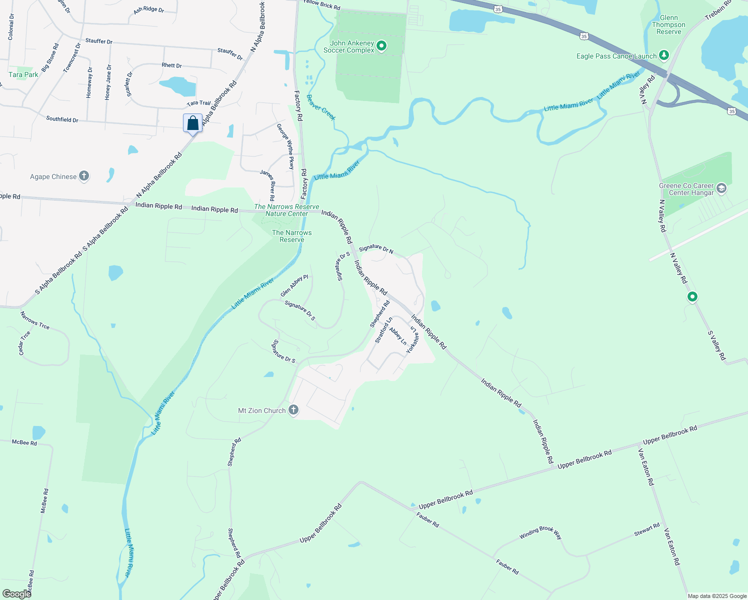 map of restaurants, bars, coffee shops, grocery stores, and more near 181 Wynstone Court in Xenia