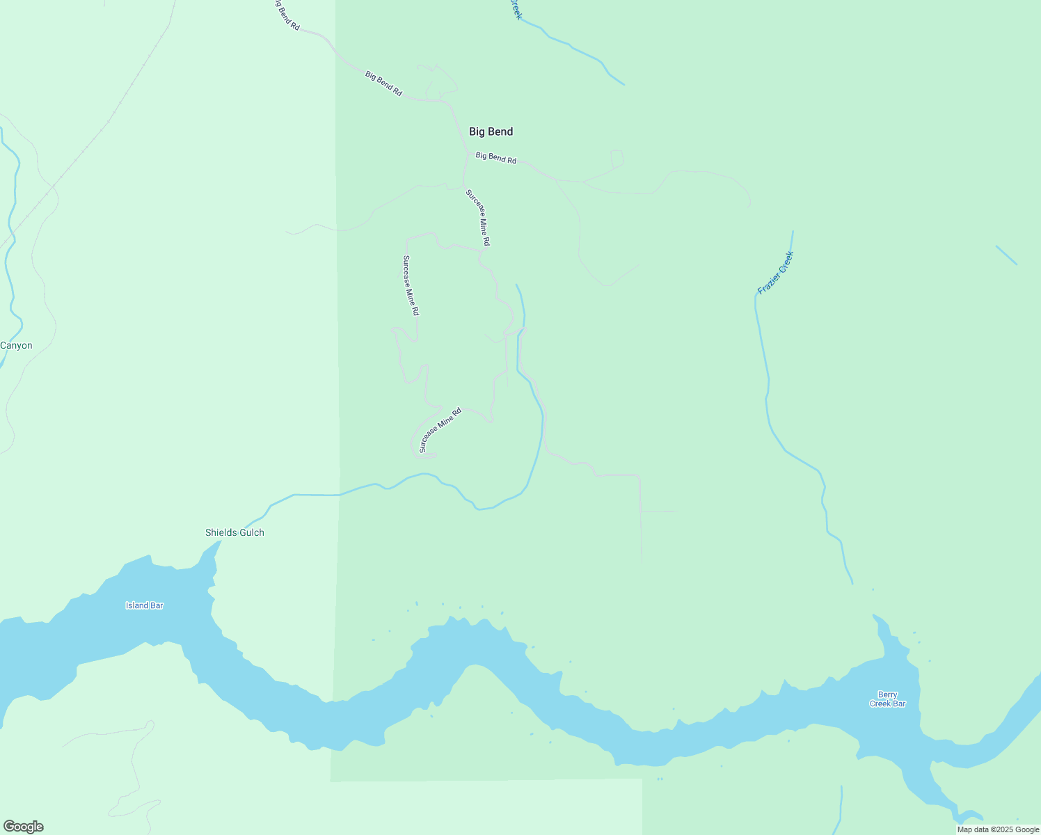 map of restaurants, bars, coffee shops, grocery stores, and more near Surcease Mine Road in Butte County