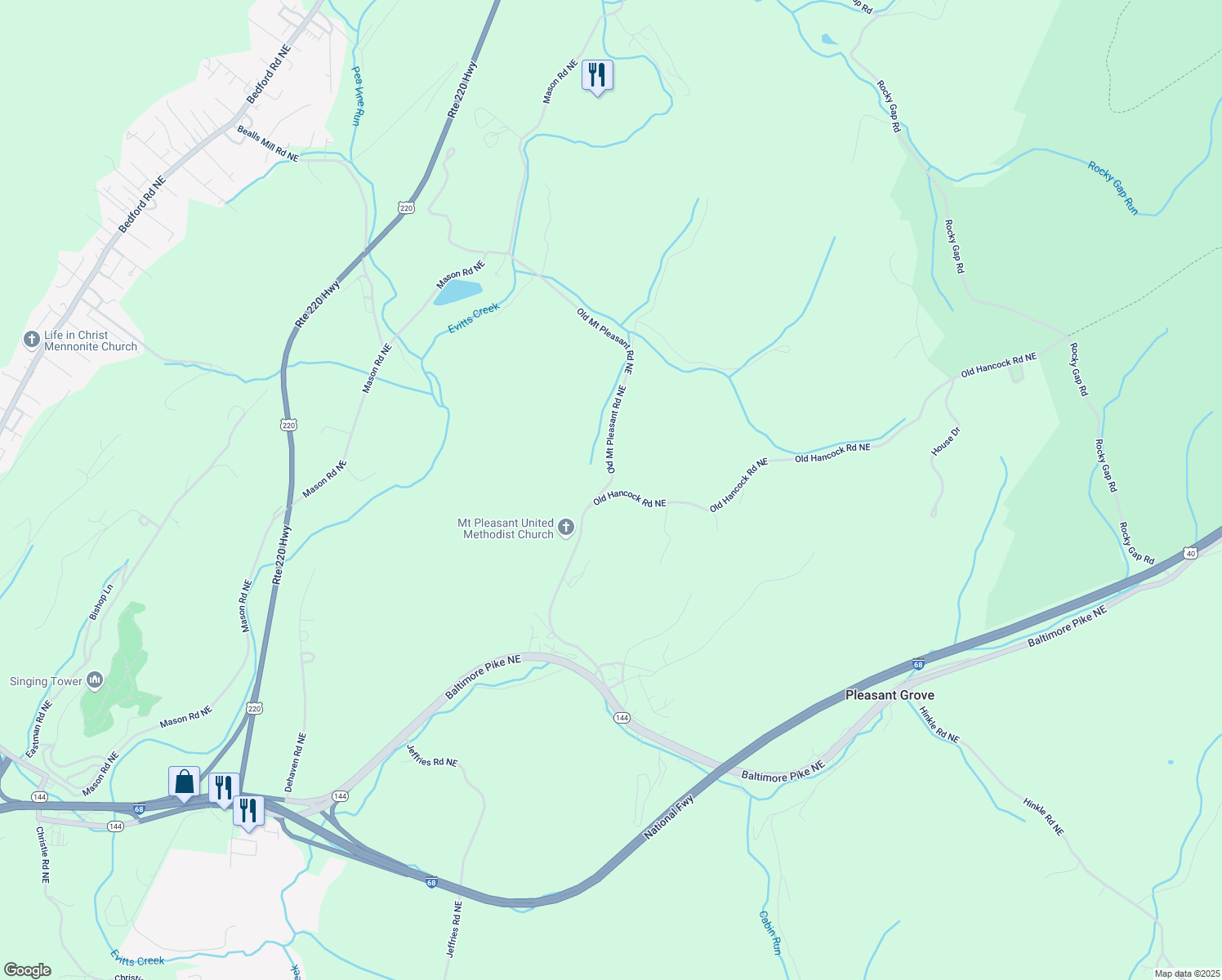 map of restaurants, bars, coffee shops, grocery stores, and more near 14412 Old Hancock Road Northeast in Cumberland