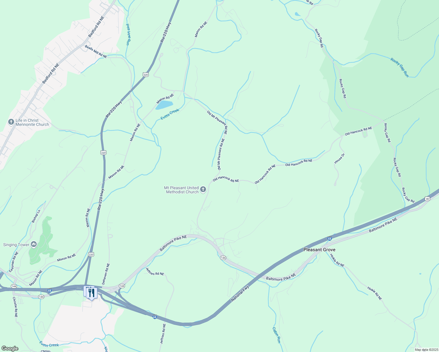 map of restaurants, bars, coffee shops, grocery stores, and more near 14412 Old Hancock Road Northeast in Cumberland