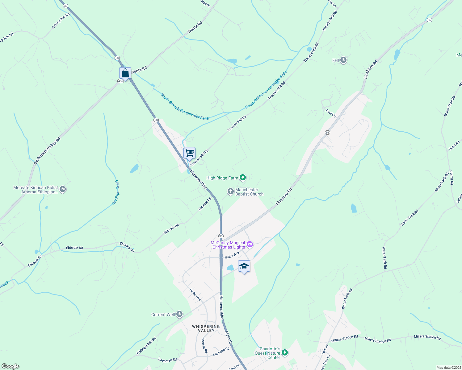 map of restaurants, bars, coffee shops, grocery stores, and more near 2946 Manchester Baptist Church Road in Manchester