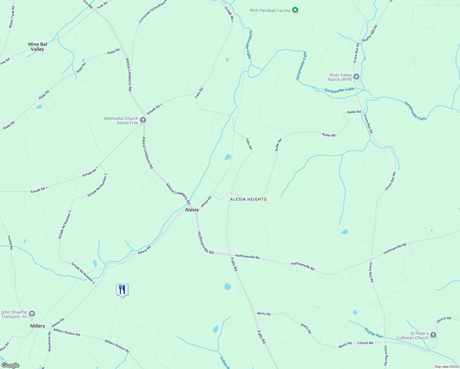 map of restaurants, bars, coffee shops, grocery stores, and more near 4106 Falls Road in Manchester