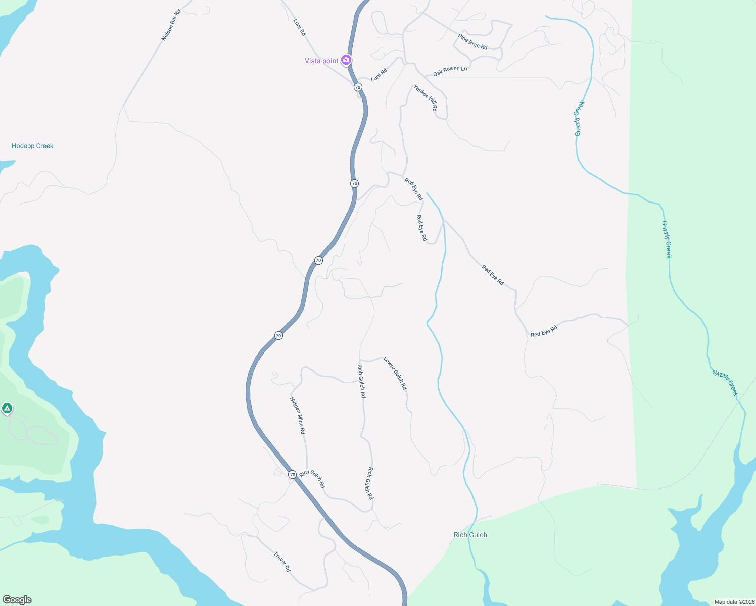 map of restaurants, bars, coffee shops, grocery stores, and more near 544 Rich Gulch Road in Oroville