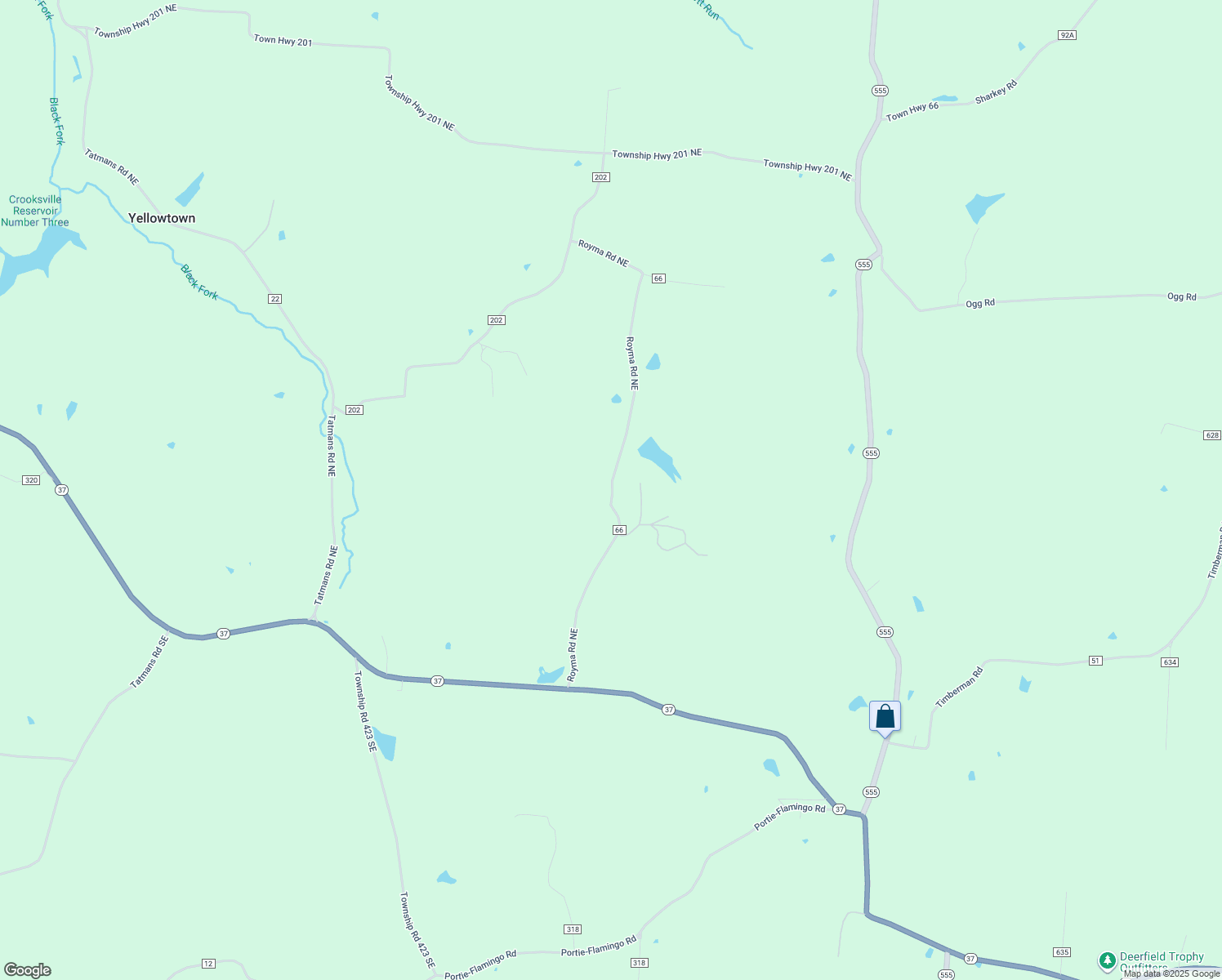 map of restaurants, bars, coffee shops, grocery stores, and more near 573 Royma Road Northeast in Corning