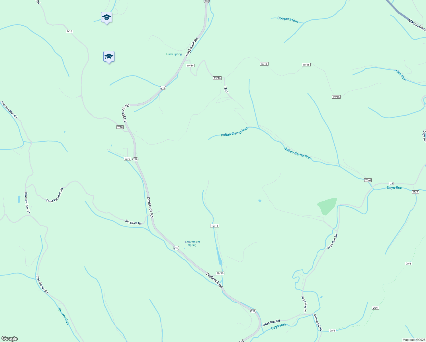 map of restaurants, bars, coffee shops, grocery stores, and more near Walnut Lane in Blacksville