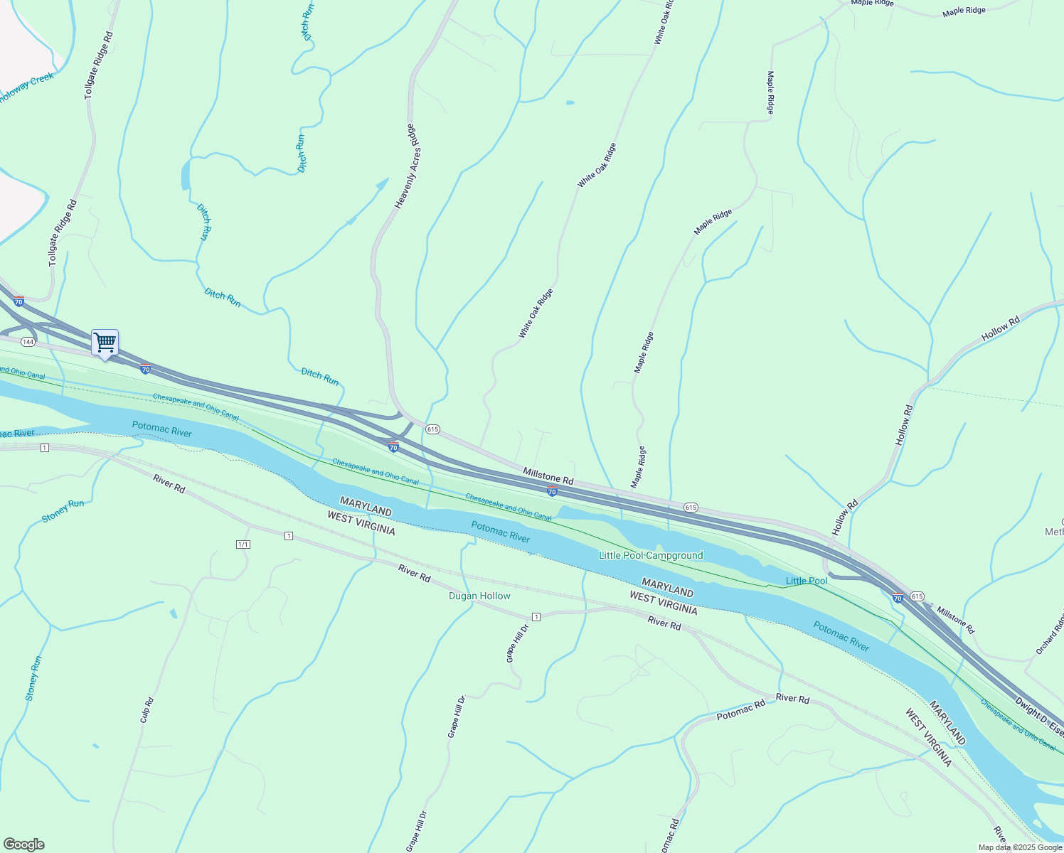 map of restaurants, bars, coffee shops, grocery stores, and more near 13828 Golden Fleece Lane in Hancock