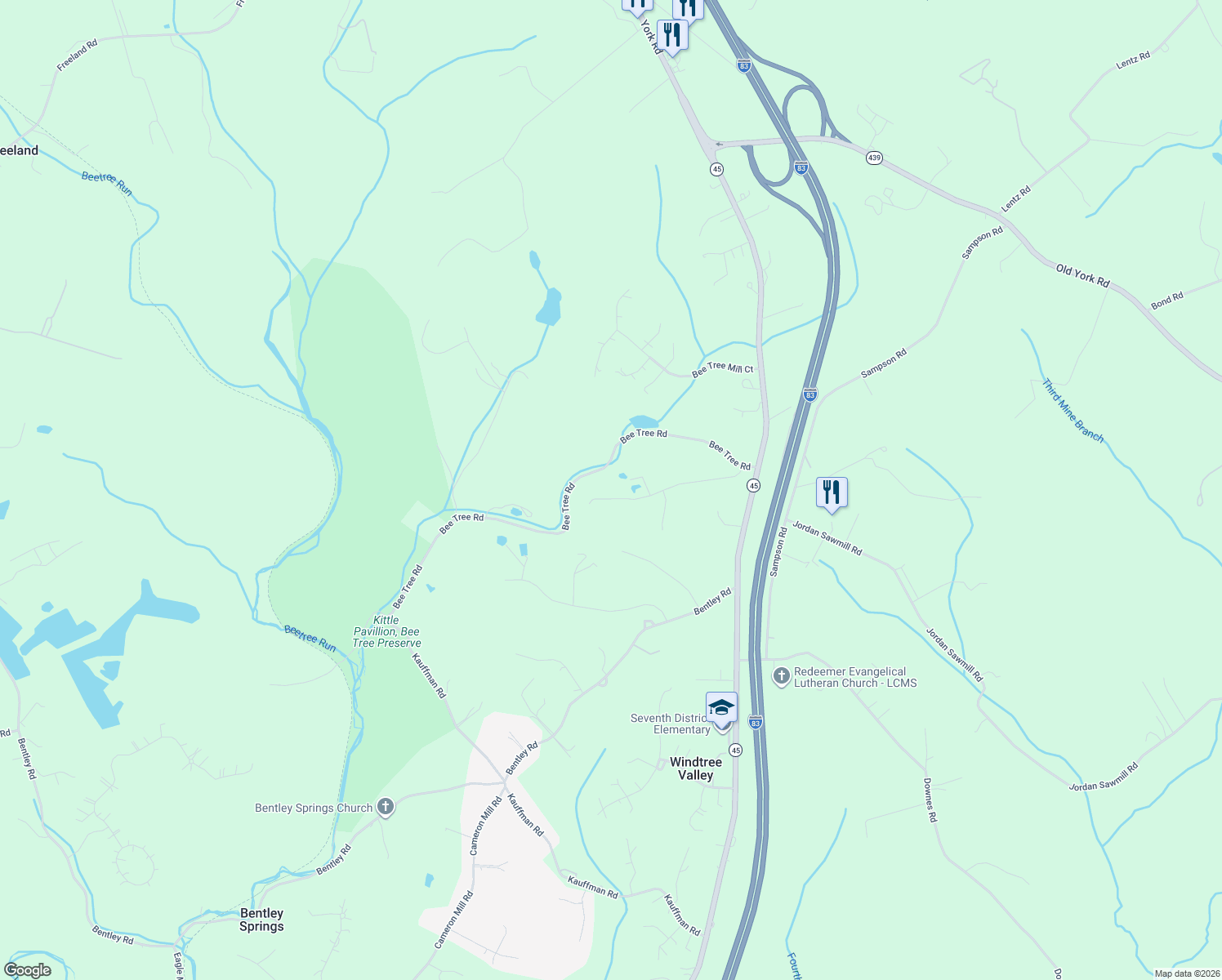map of restaurants, bars, coffee shops, grocery stores, and more near 28 Kitzbuhel Road in Parkton