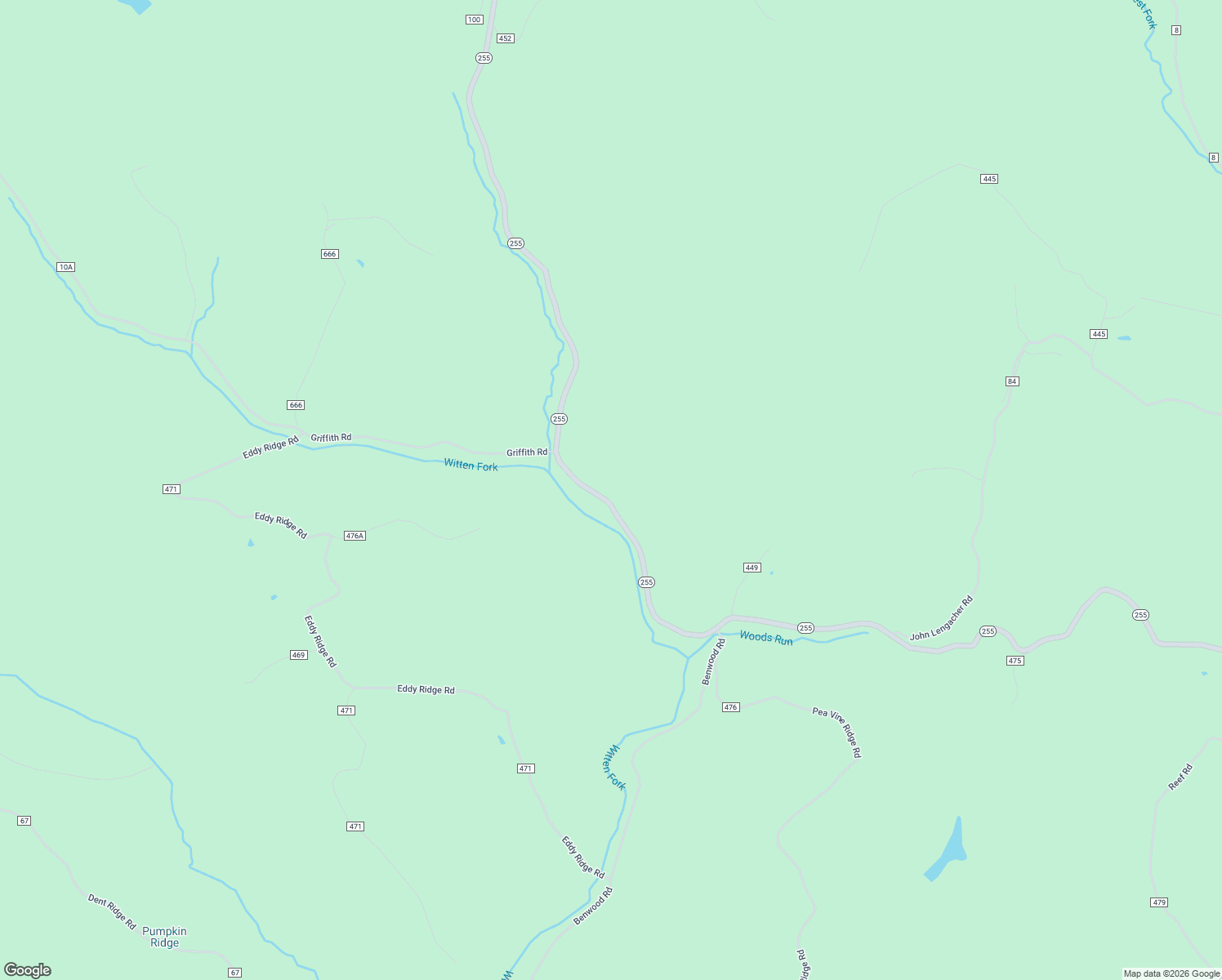 map of restaurants, bars, coffee shops, grocery stores, and more near 45338 Ohio 255 in Woodsfield