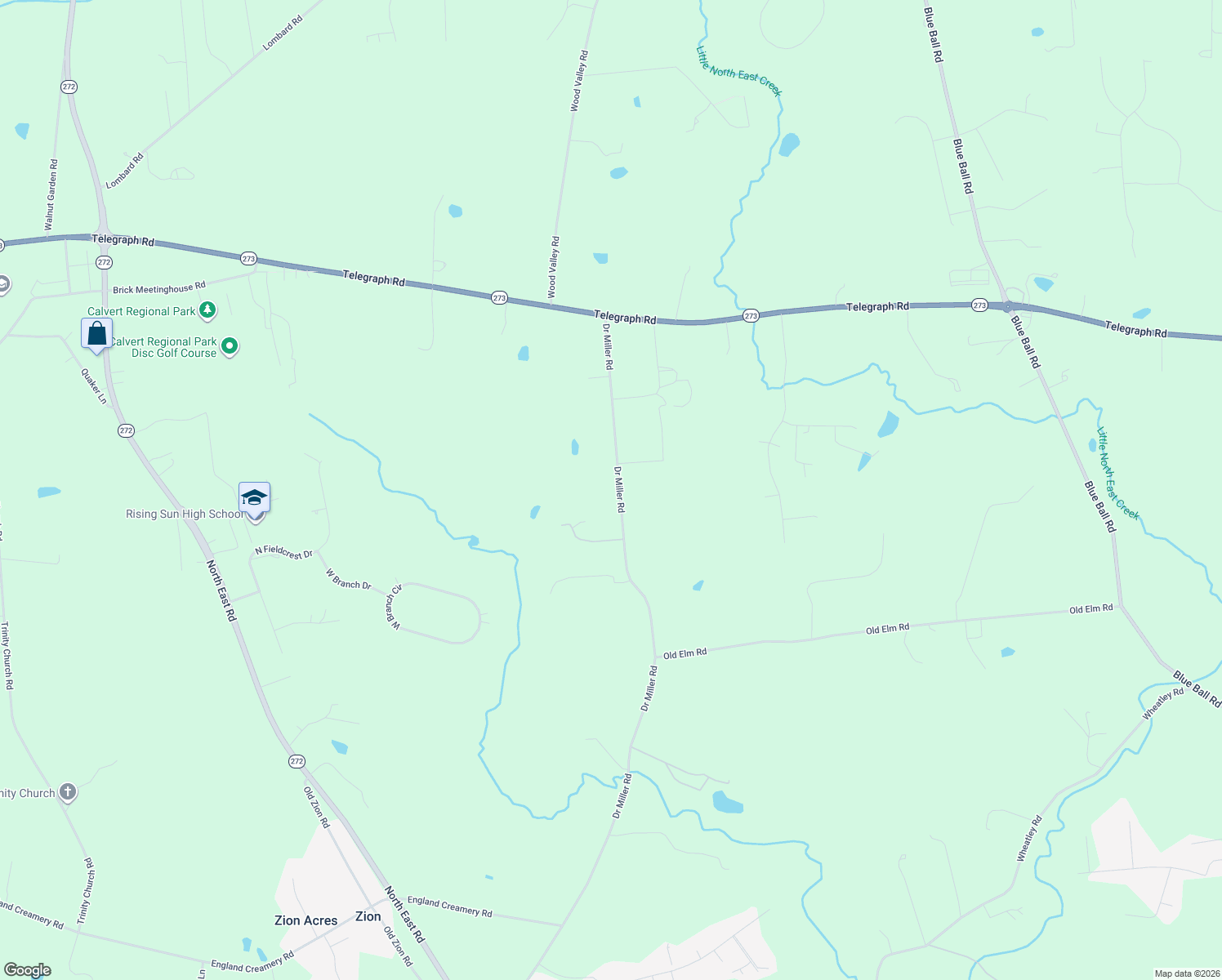 map of restaurants, bars, coffee shops, grocery stores, and more near 691 Doctor Miller Road in North East