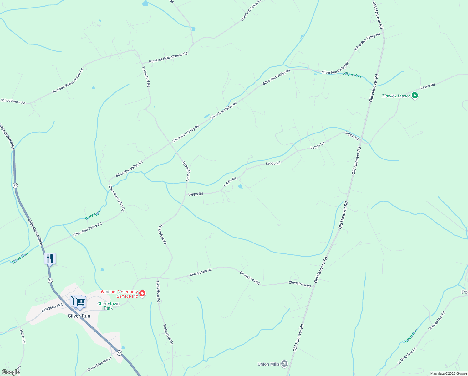 map of restaurants, bars, coffee shops, grocery stores, and more near 667 Leppo Road in Westminster