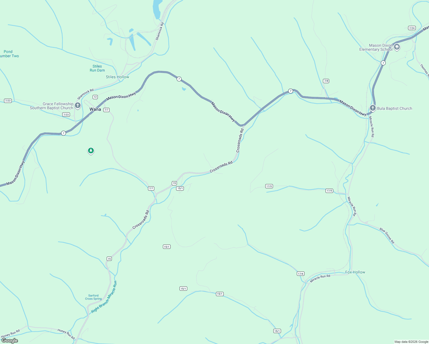 map of restaurants, bars, coffee shops, grocery stores, and more near 189 Crossroads Road in Wana
