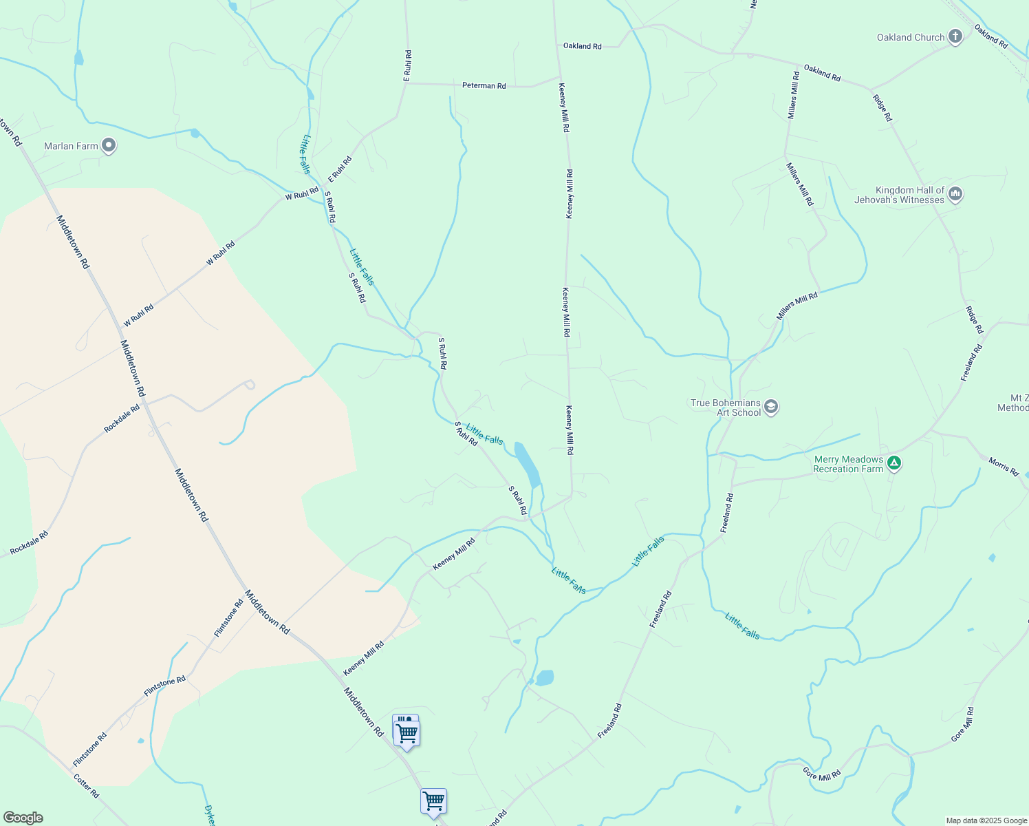 map of restaurants, bars, coffee shops, grocery stores, and more near in Freeland