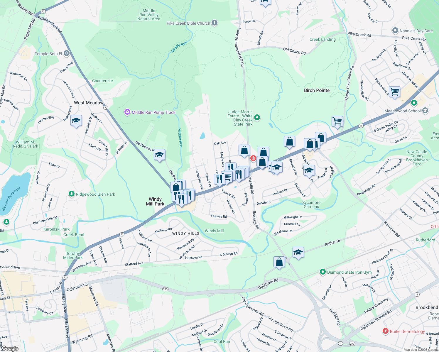 map of restaurants, bars, coffee shops, grocery stores, and more near 11 Laurel Avenue in Newark