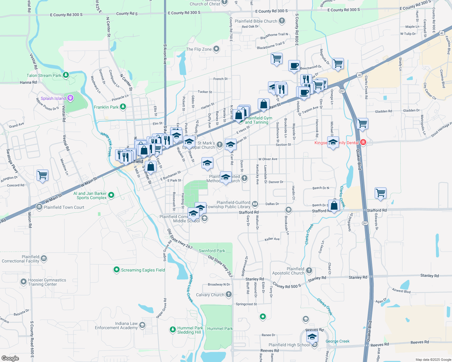 map of restaurants, bars, coffee shops, grocery stores, and more near 645 Masten Street in Plainfield