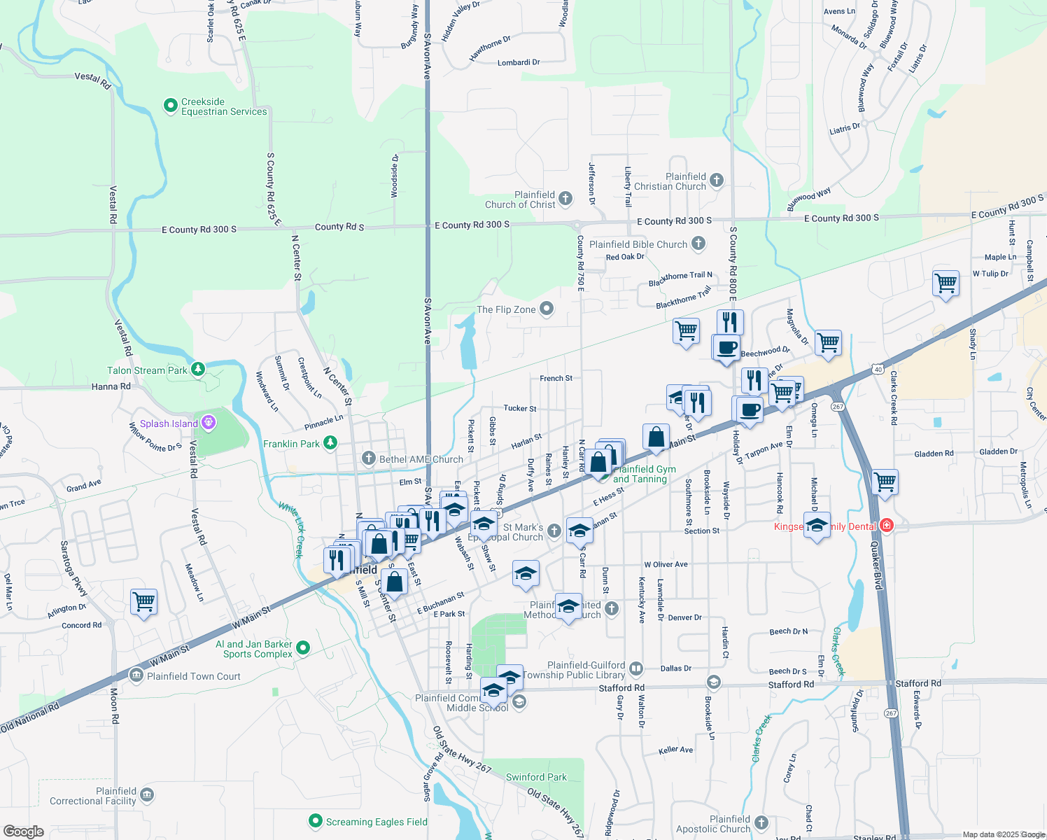 map of restaurants, bars, coffee shops, grocery stores, and more near 430 Duffey Street in Plainfield