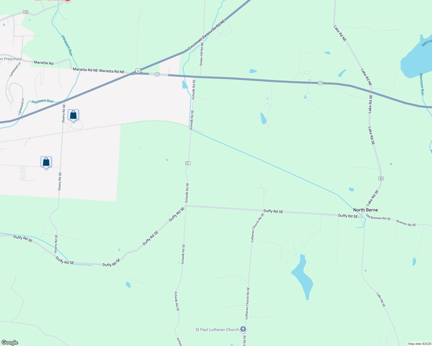 map of restaurants, bars, coffee shops, grocery stores, and more near 520 Schwilk Rd SE in Lancaster